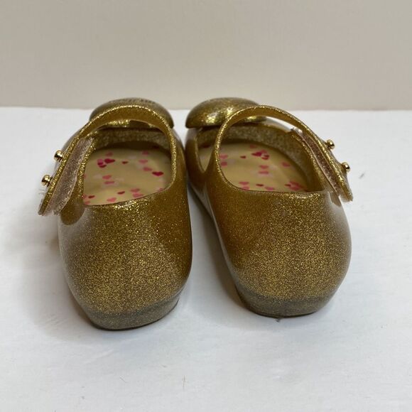 Mini Melissa Ultra Heart Me Sparkle Gold Glitter Sparkle Ballet Jelly S… - Picture 5 of 11